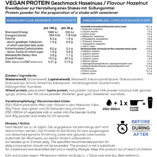 Vegan Protein Haselnuss