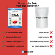 EAA essentielle Aminosäuren BCAA Bios Nutrition Leucin Isoleucin Valin Red Berry Rote Früchte