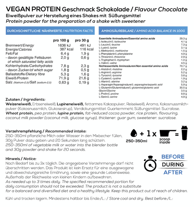Veganes Proteinpulver Schokolade Bios Nutrition Mehrkomponenten Vegan Protein Pflanzlich